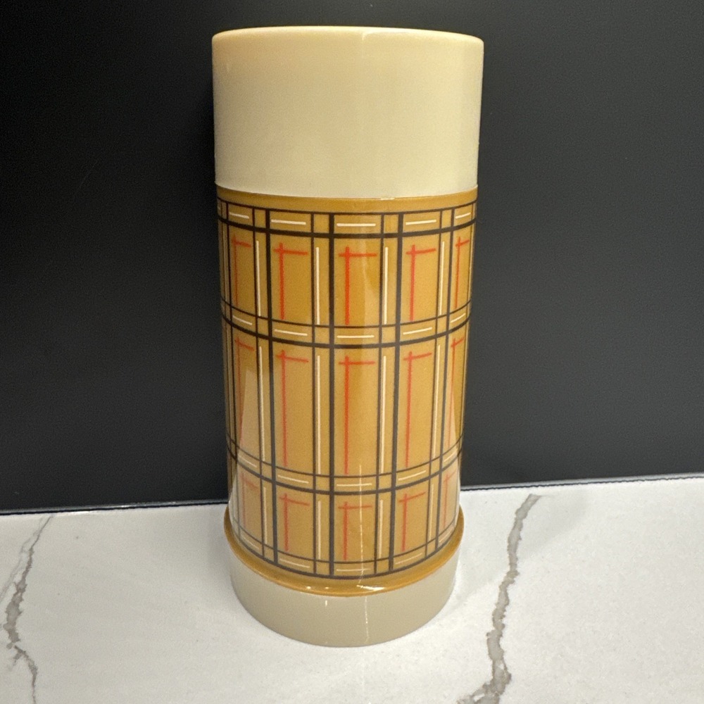 Aladdin's Best Buy Thermos WM4020 - 10 Oz Tan Red Plaid 1970s Vintage